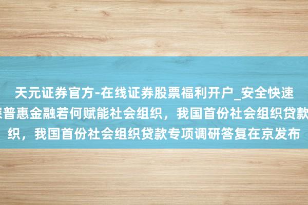 天元证券官方-在线证券股票福利开户_安全快速配资杠杆在线开户 共探普惠金融若何赋能社会组织，我国首份社会组织贷款专项调研答复在京发布