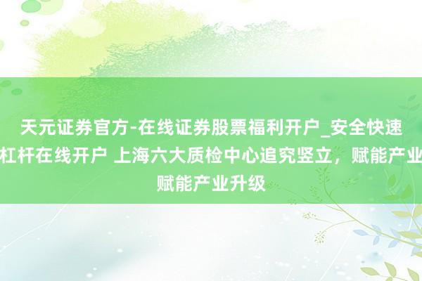 天元证券官方-在线证券股票福利开户_安全快速配资杠杆在线开户 上海六大质检中心追究竖立，赋能产业升级