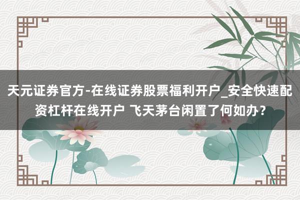 天元证券官方-在线证券股票福利开户_安全快速配资杠杆在线开户 飞天茅台闲置了何如办?