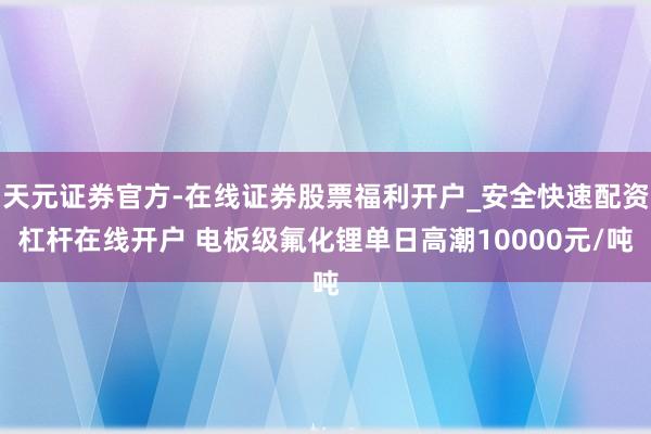 天元证券官方-在线证券股票福利开户_安全快速配资杠杆在线开户 电板级氟化锂单日高潮10000元/吨
