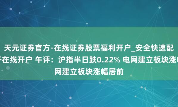天元证券官方-在线证券股票福利开户_安全快速配资杠杆在线开户 午评：沪指半日跌0.22% 电网建立板块涨幅居前