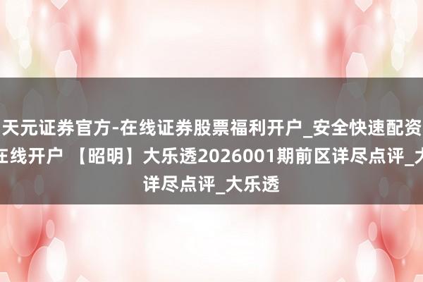 天元证券官方-在线证券股票福利开户_安全快速配资杠杆在线开户 【昭明】大乐透2026001期前区详尽点评_大乐透