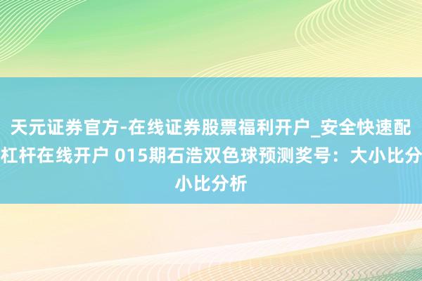 天元证券官方-在线证券股票福利开户_安全快速配资杠杆在线开户 015期石浩双色球预测奖号：大小比分析